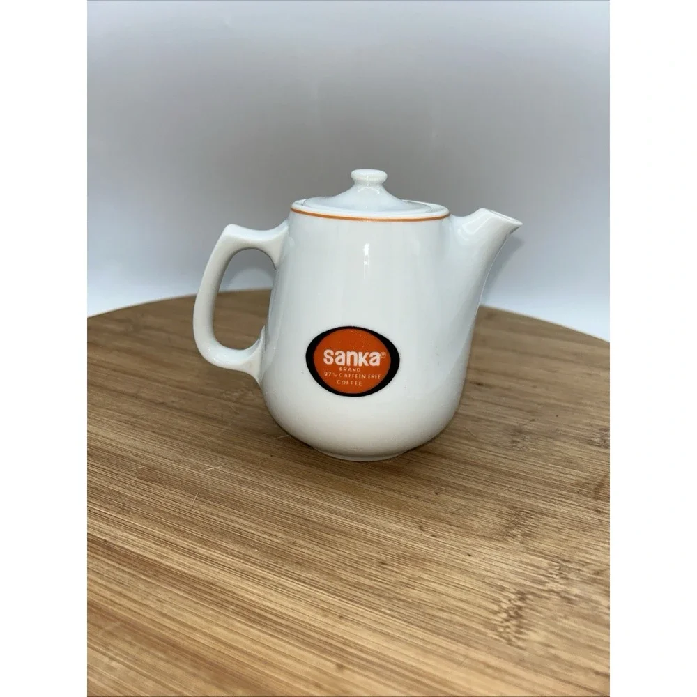 Vtg Sanka Small Coffee Pot Tea Pot Decaffeinated Advertising Made in Japan NIB